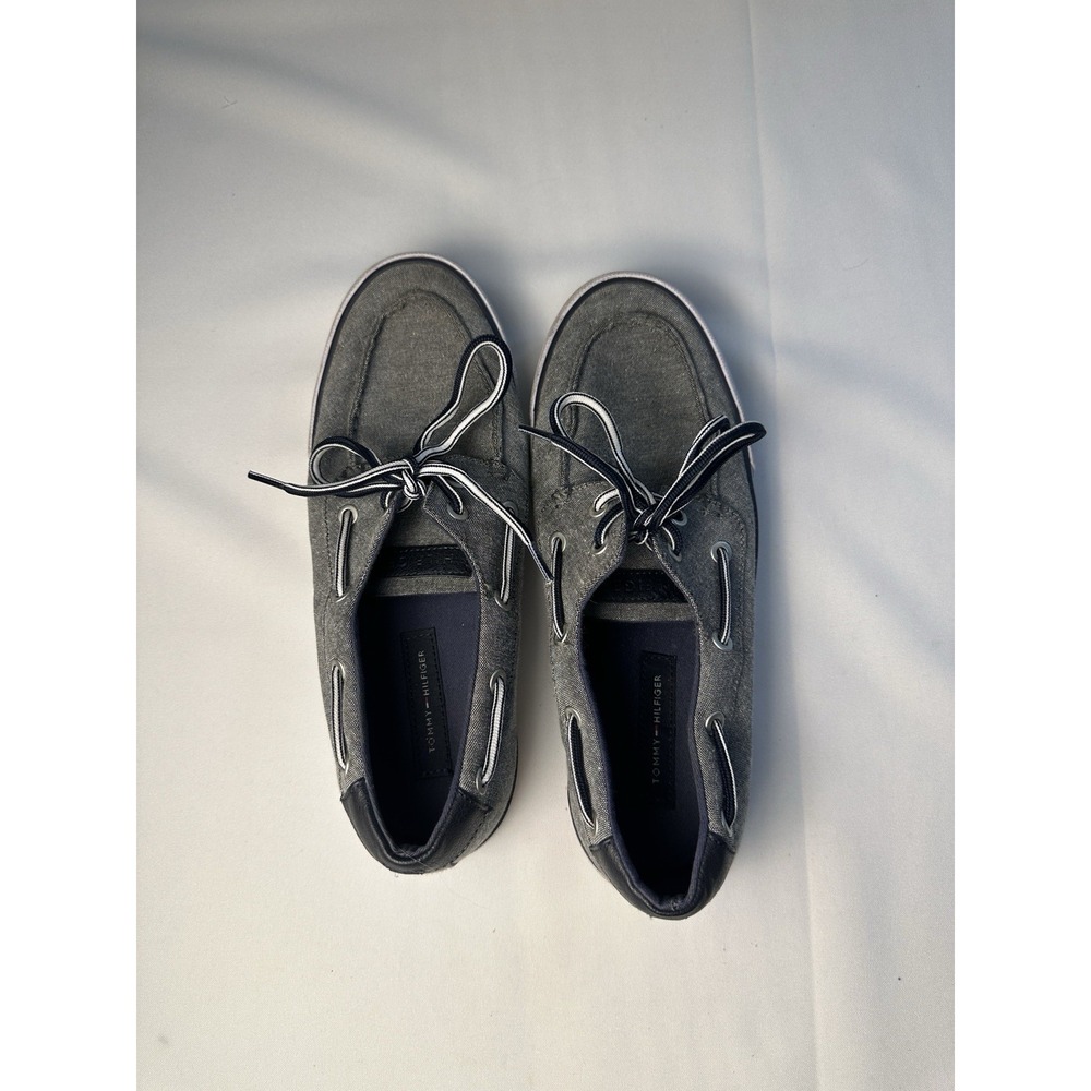 Mens‎ Casual Boat Shoe Gray Canvas Tommy Hilfiger Petes TMPETES Oxfords Size 7.5